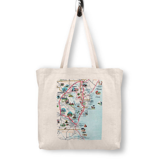 Chesapeake Bay Vintage Map Canvas Tote Bag