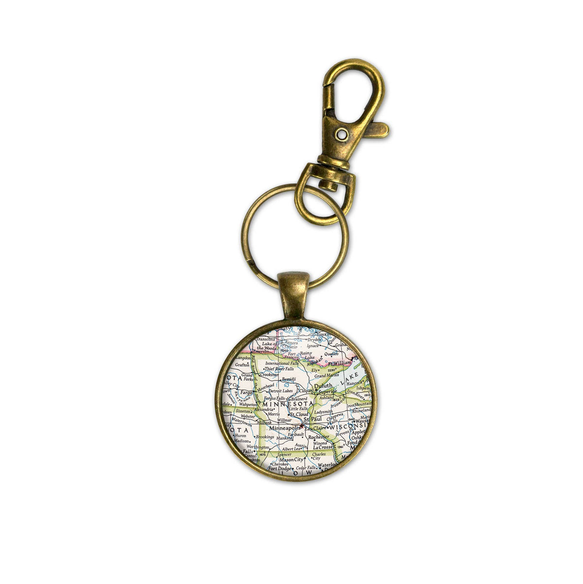 Minnesota vintage map keychain