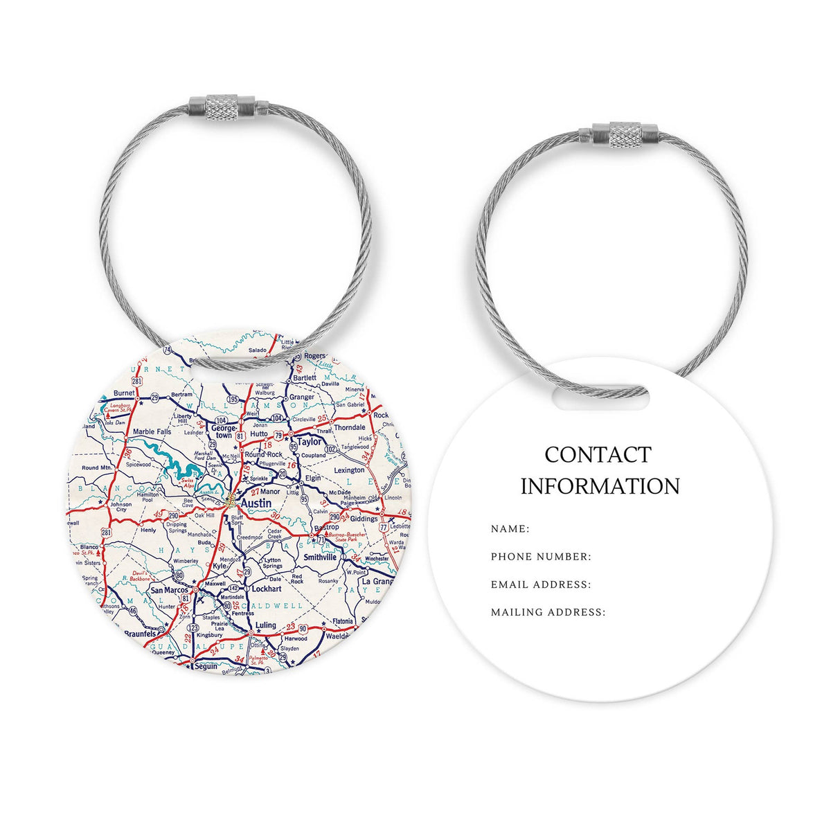 Austin Texas Map Luggage Tag