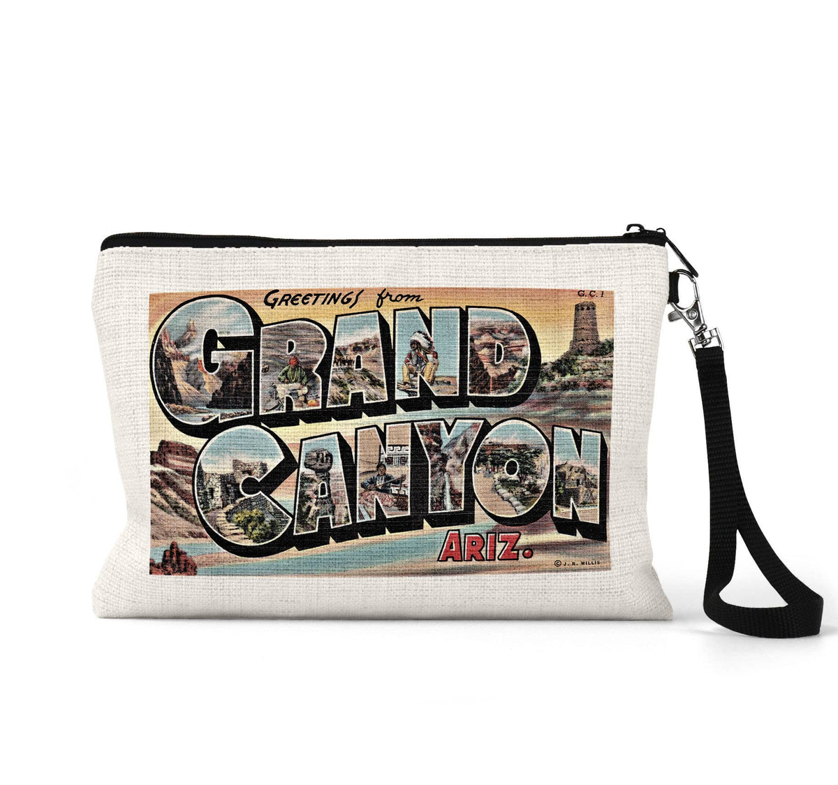 Grand Canyon National Park Arizona vintage postcard wristlet travel pouch