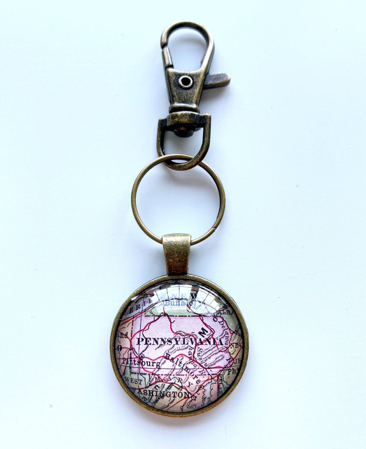 Pennsylvania vintage map keychain