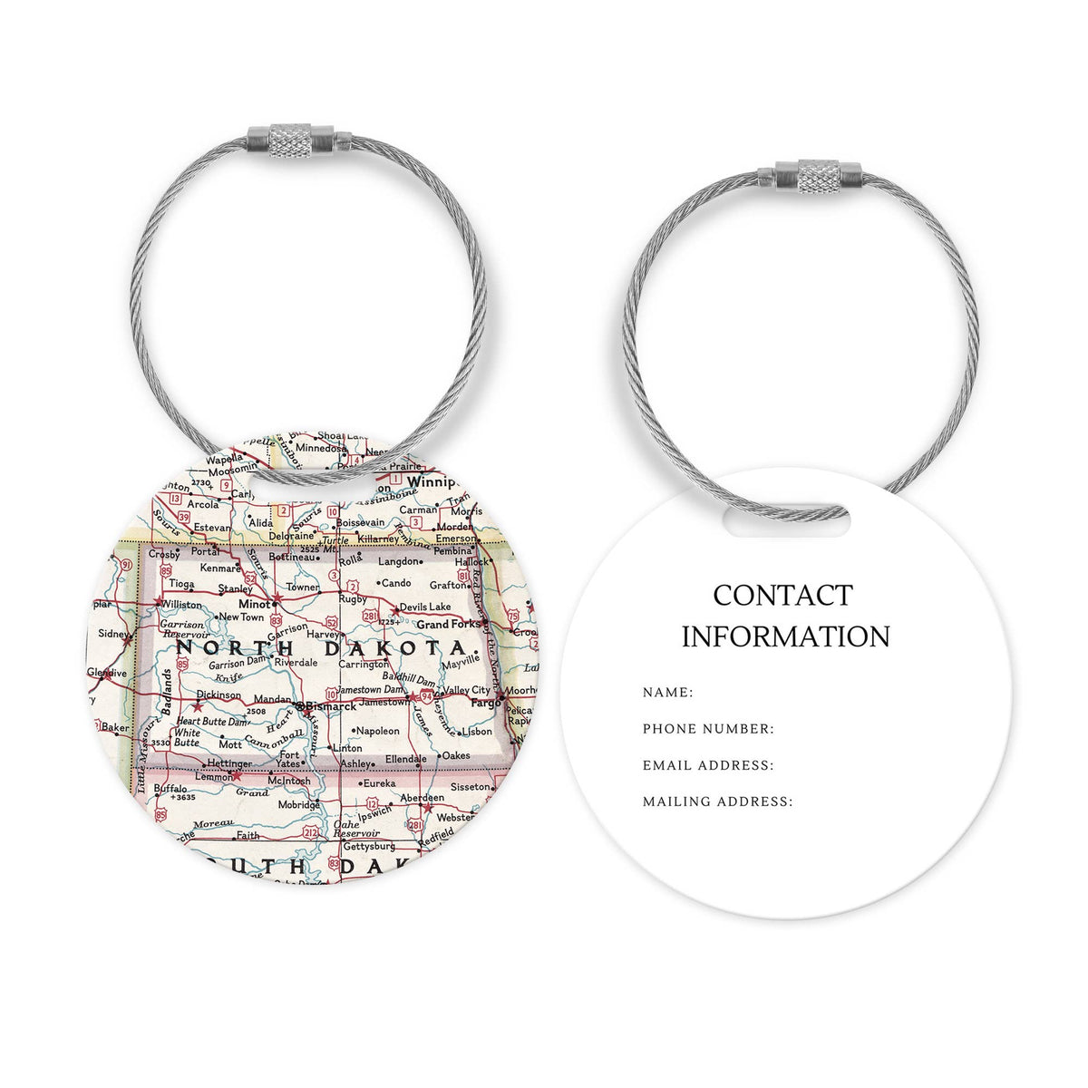 North Dakota Map Luggage Tag