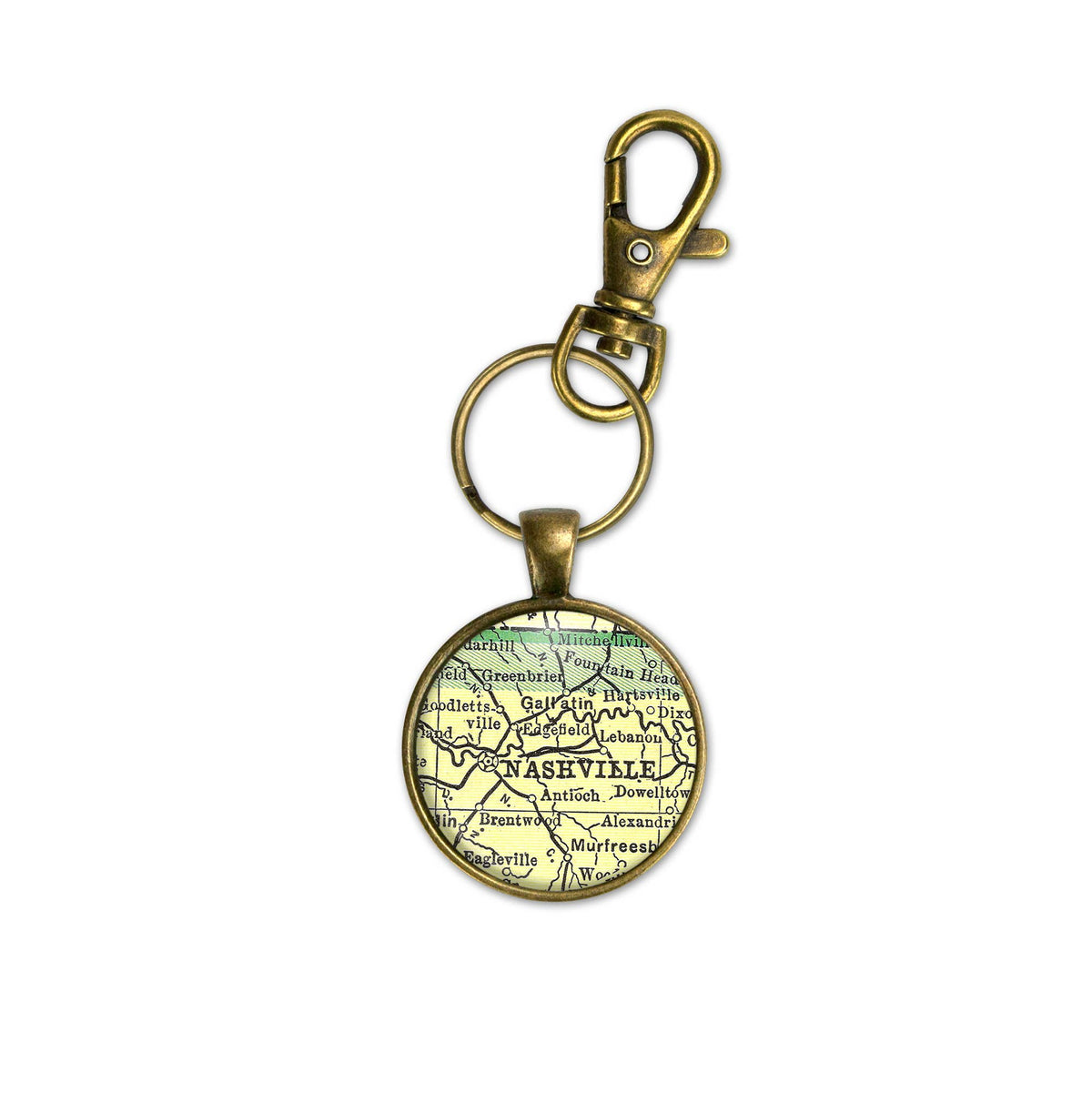 Nashville Tennessee vintage map keychain