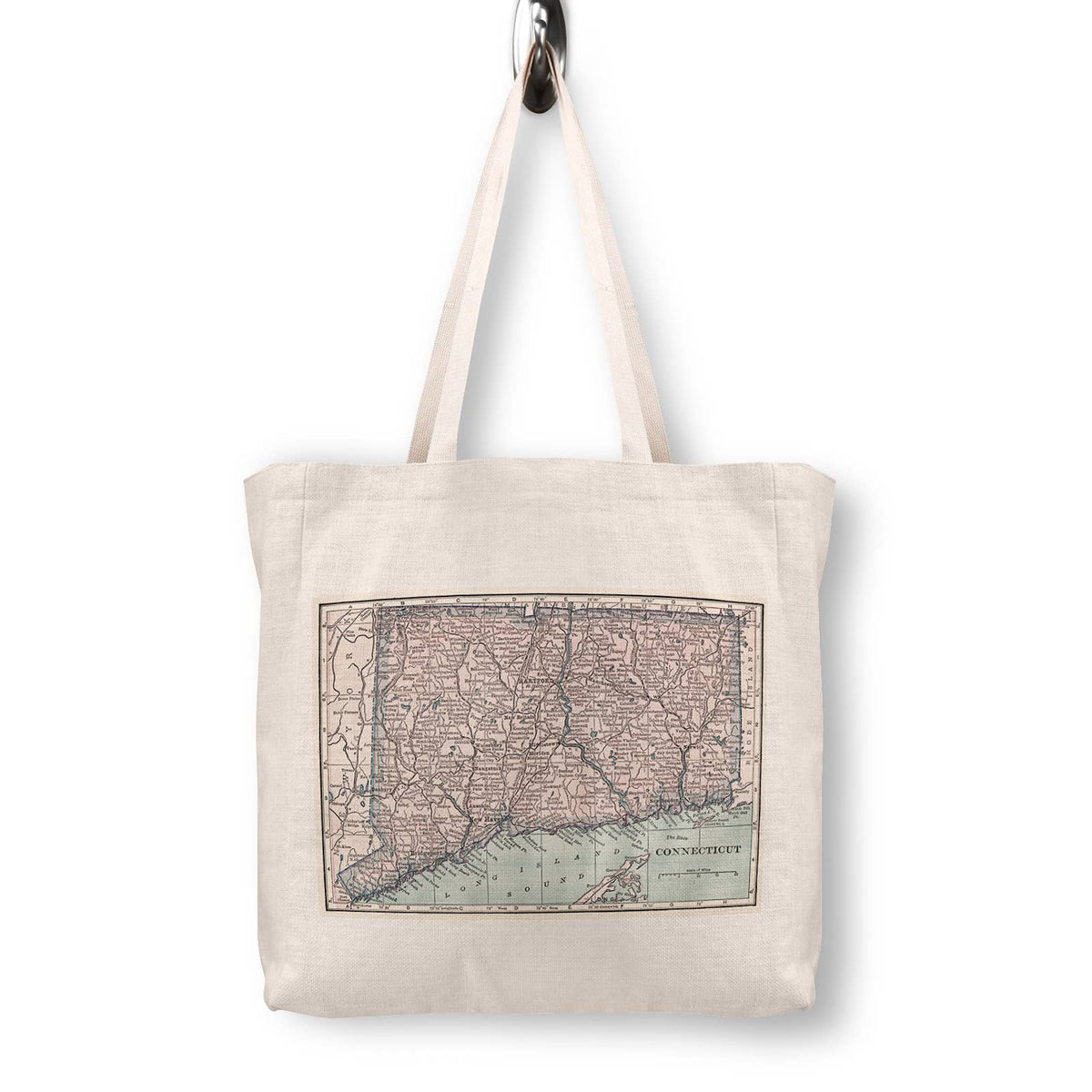 Connecticut Vintage Map Canvas Tote Bag