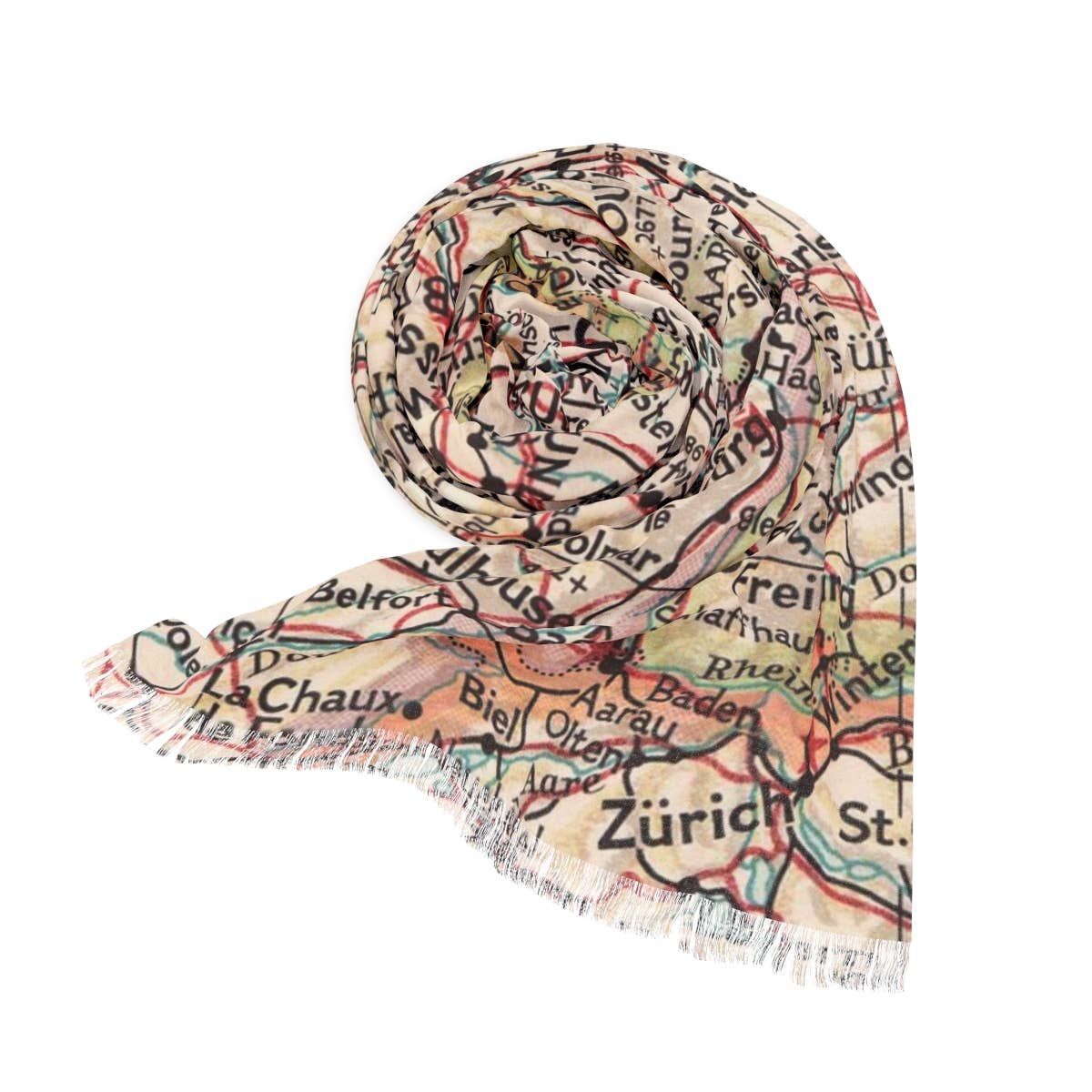 Rhine River Map Travel Scarf