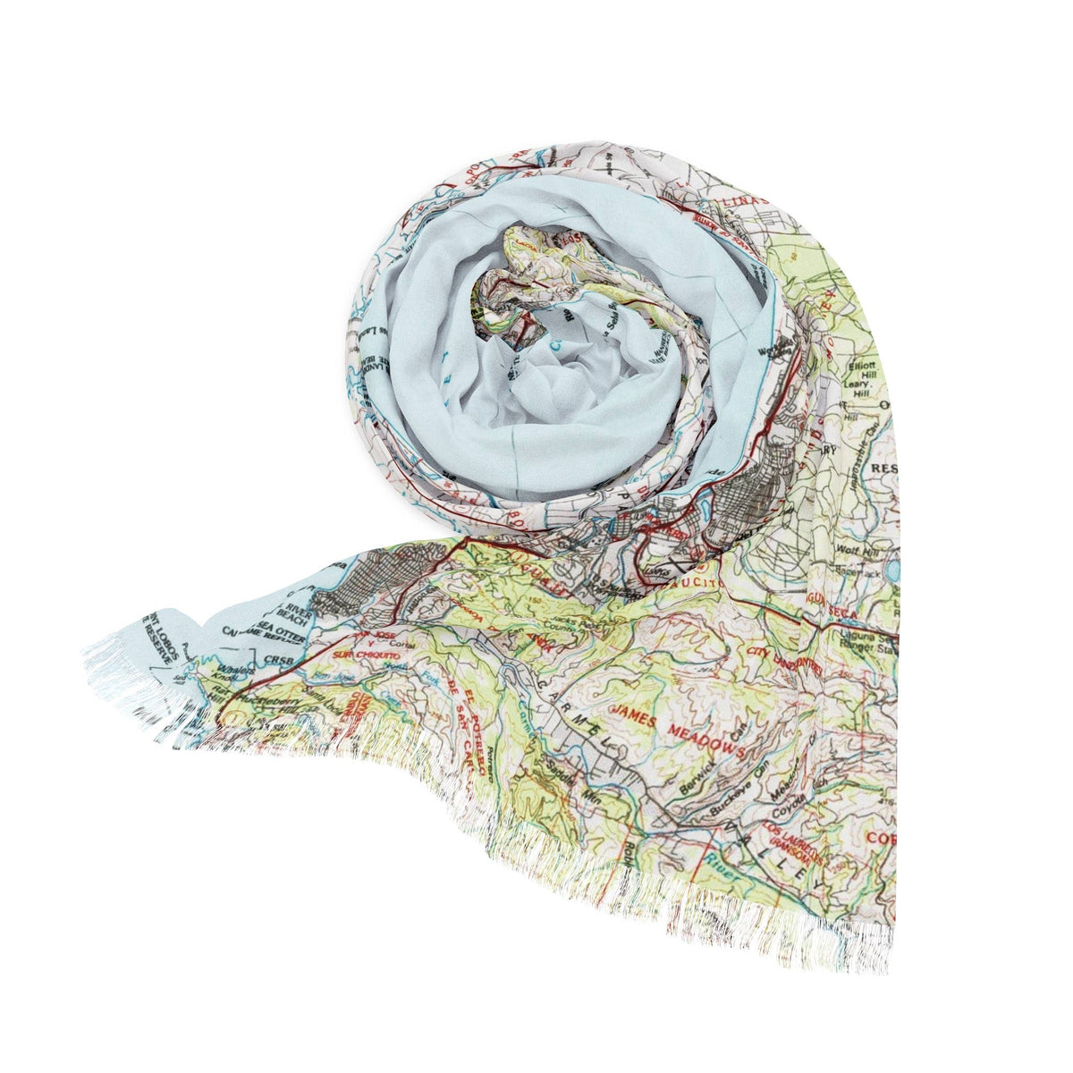 Monterey Bay California Map Travel Scarf