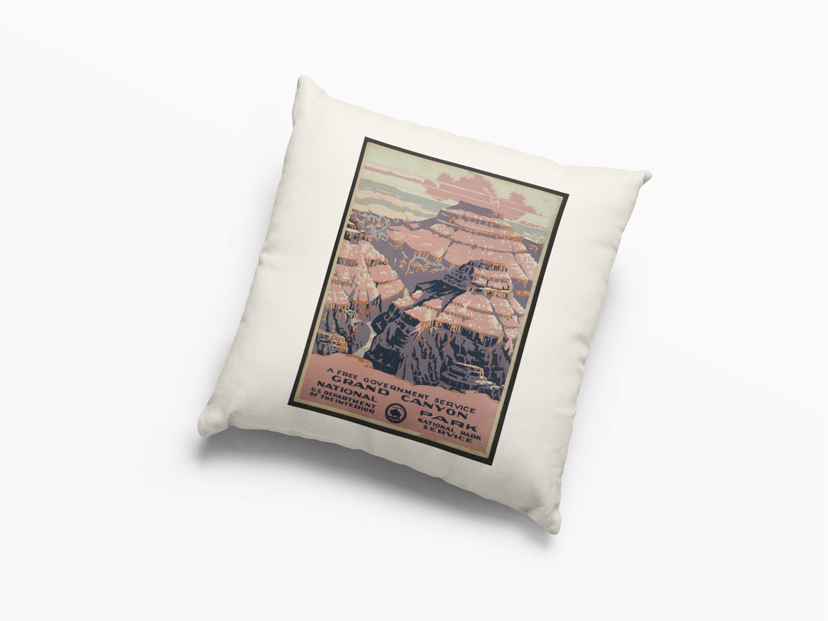 Grand Canyon National Park vintage travel poster throw pillow