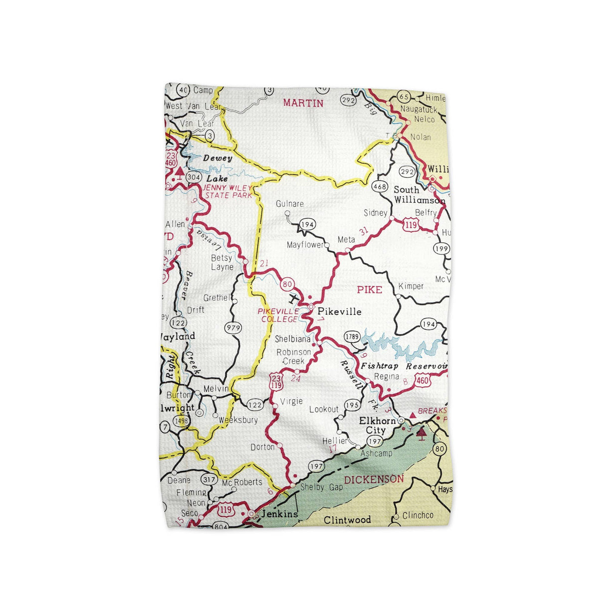 Pikeville Kentucky map tea towel