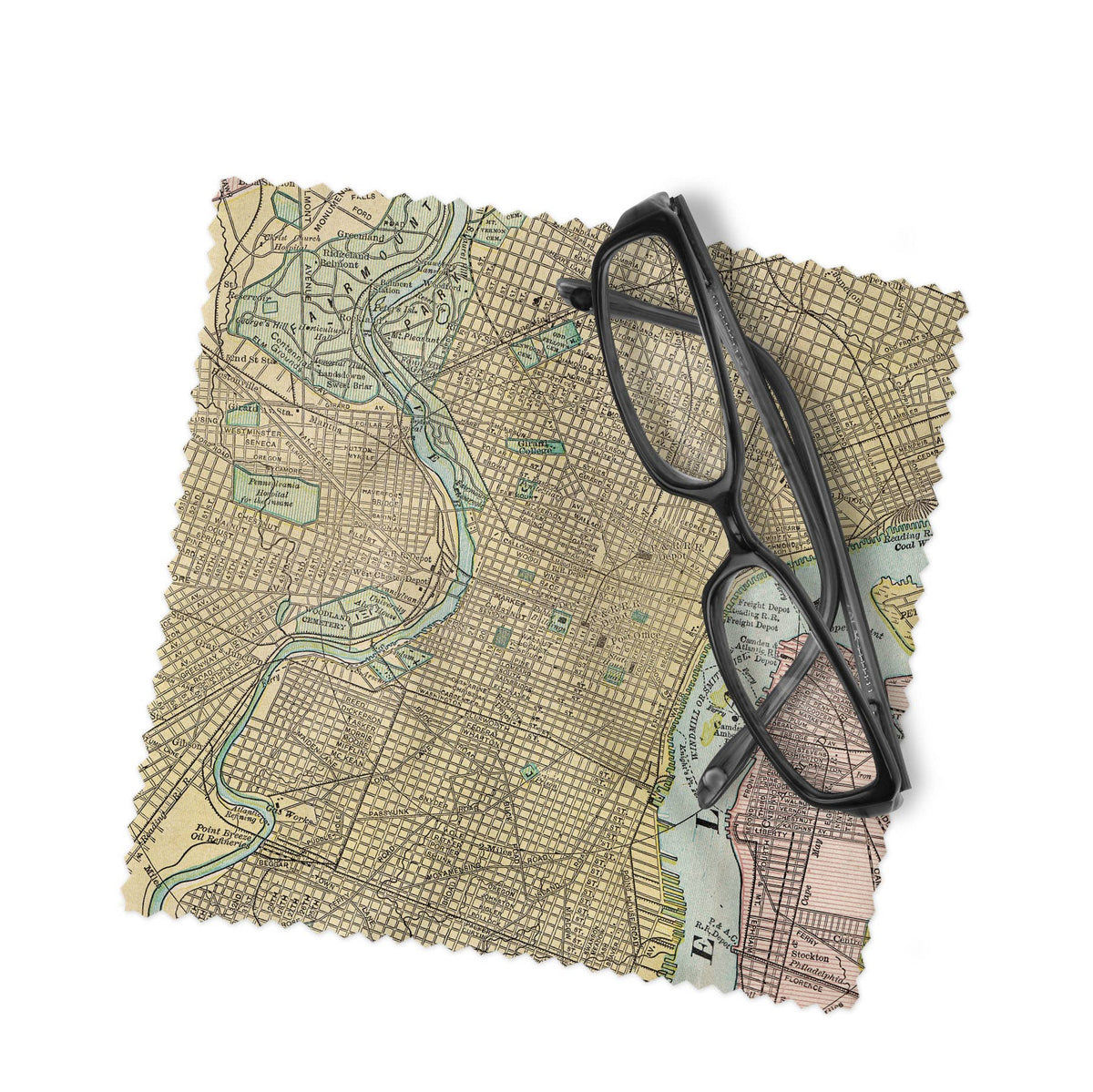 Philadelphia Pennsylvania vintage map lens cloth
