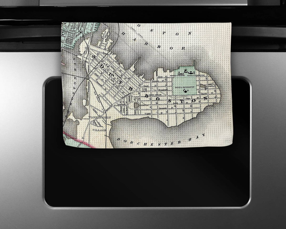 South Boston Massachusetts map tea towel