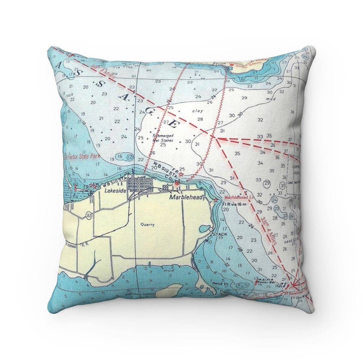 Marblehead Ohio vintage map throw pillow