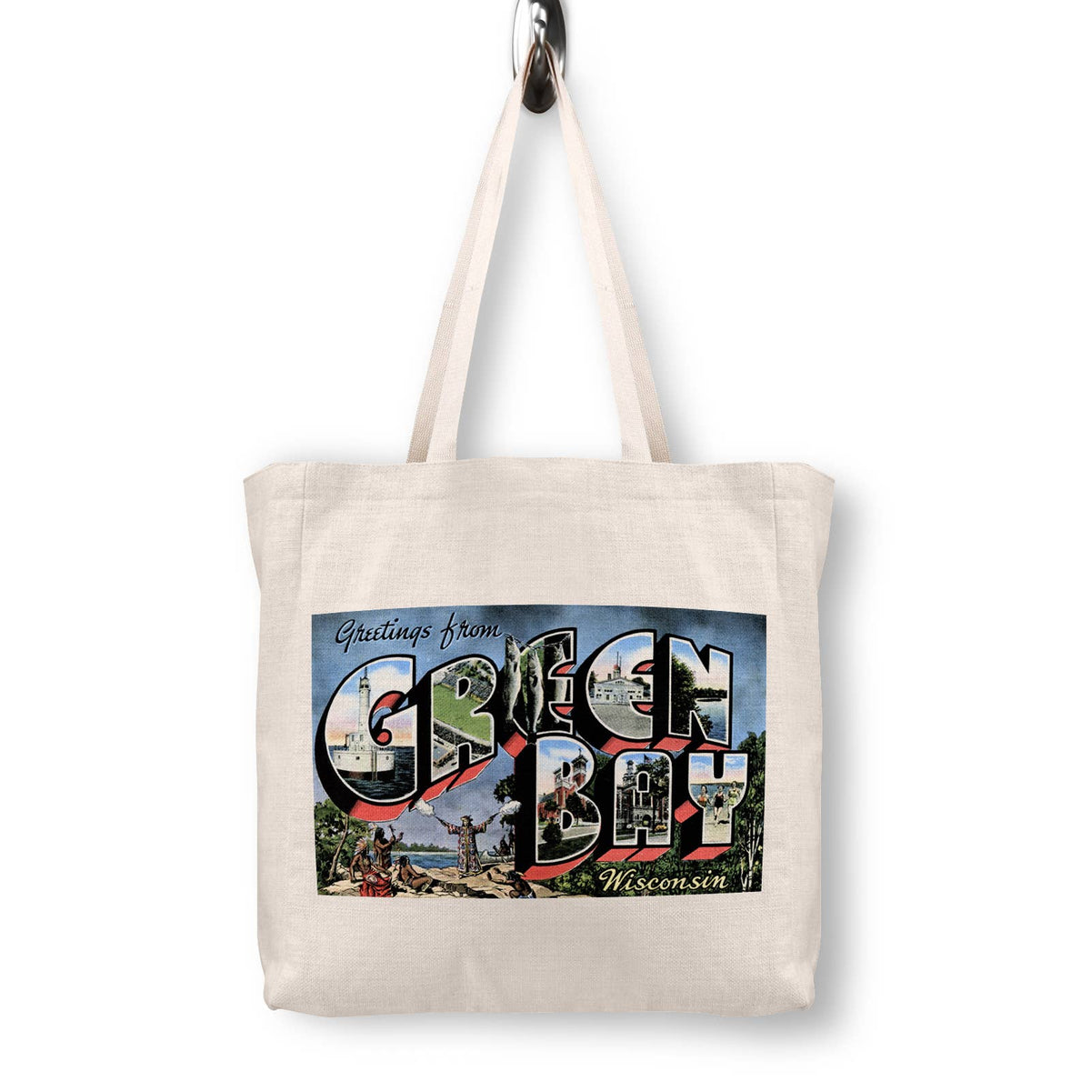 Green Bay Wisconsin Vintage Postcard Canvas Tote Bag