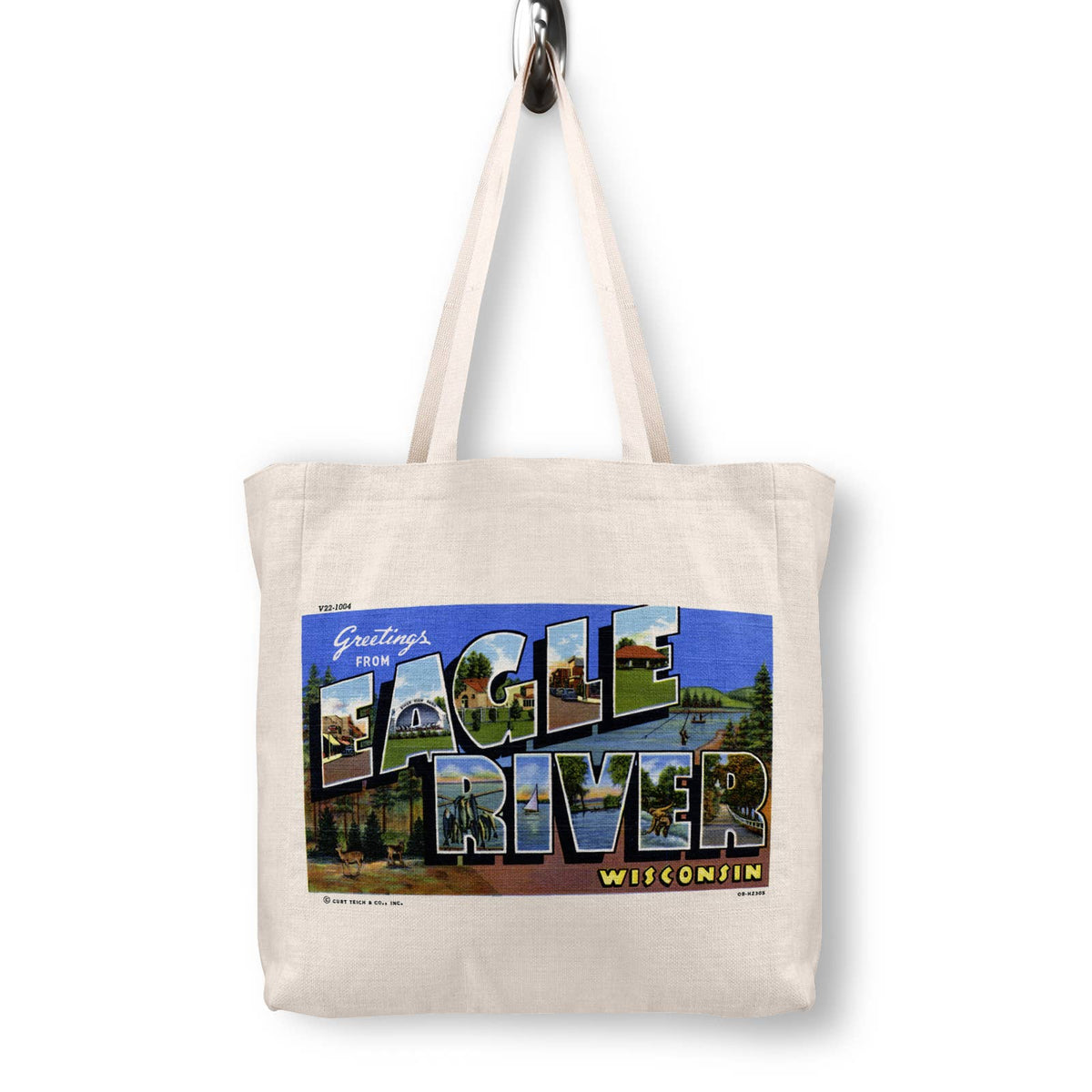 Eagle River Wisconsin Vintage Postcard Canvas Tote Bag