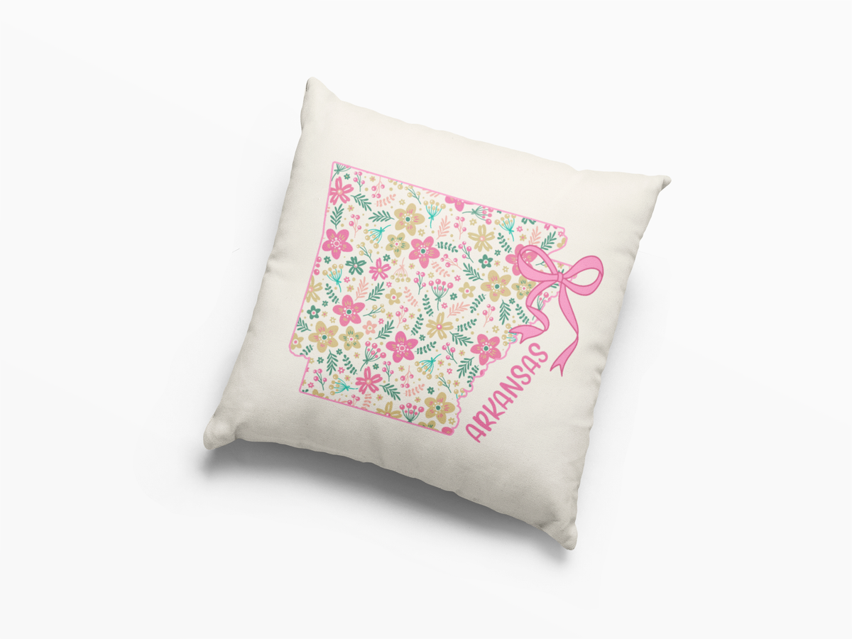 Arkansas coquette floral bow throw pillow