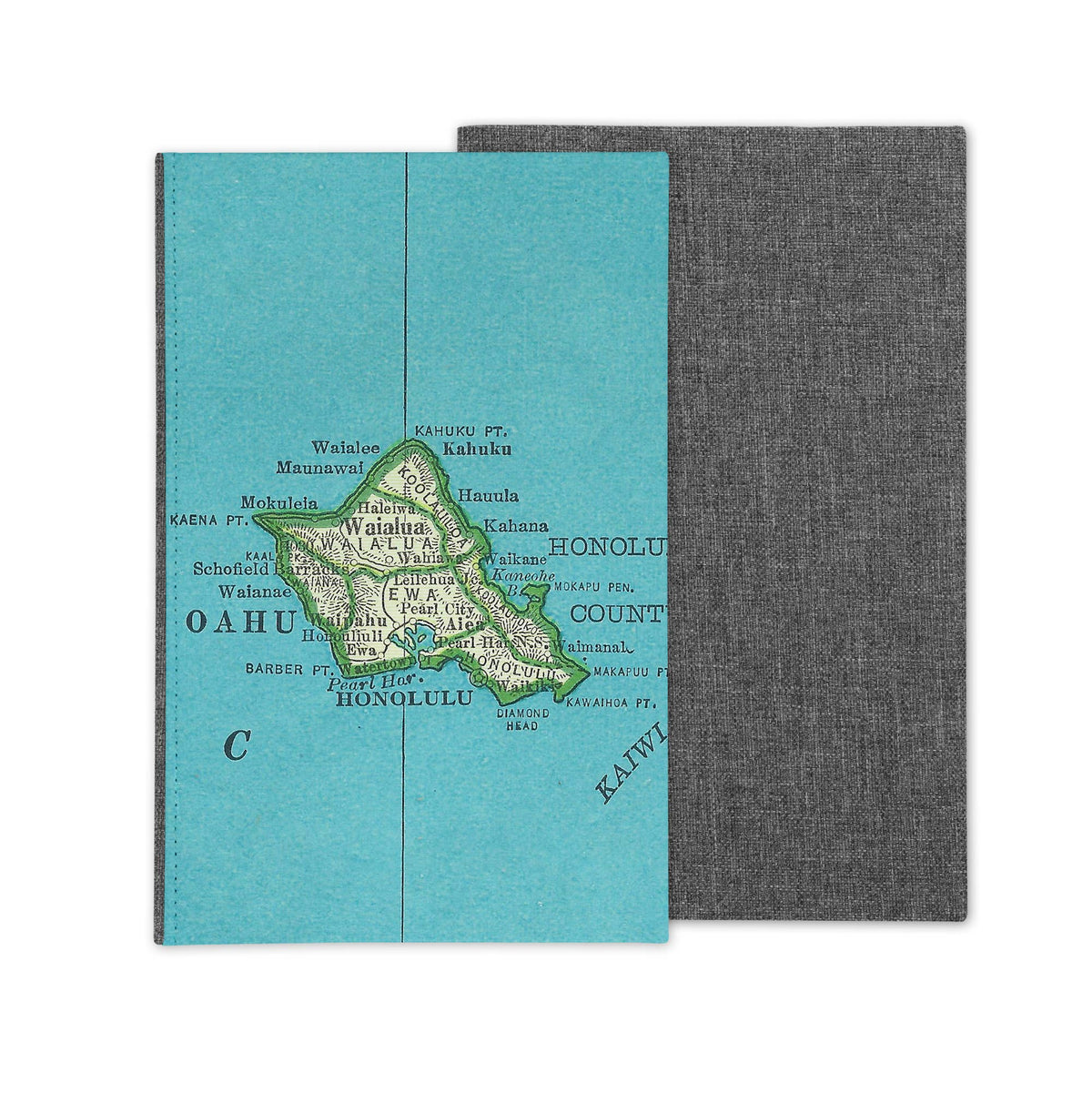 Oahu Hawaii vintage map journal