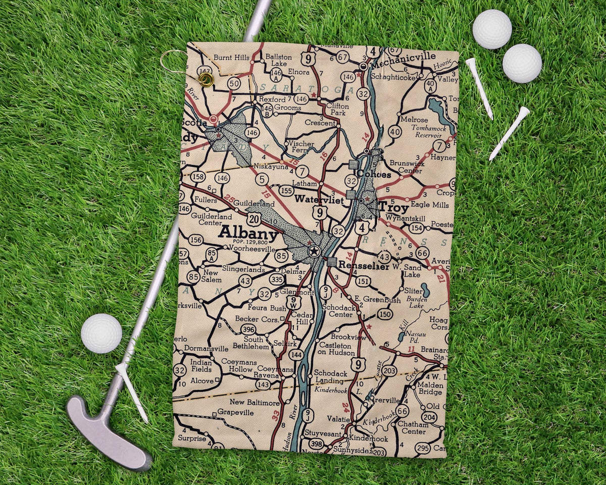 Albany New York vintage map golf towel