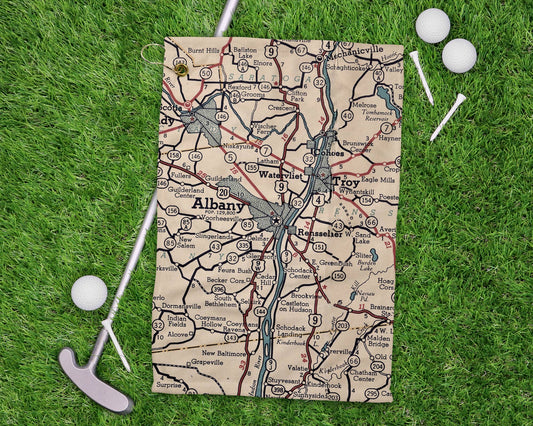 Albany New York vintage map golf towel