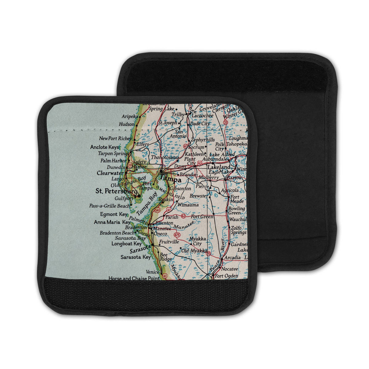 Tampa St Petersburg Florida Map Luggage Tag and Handle Wrap view 4