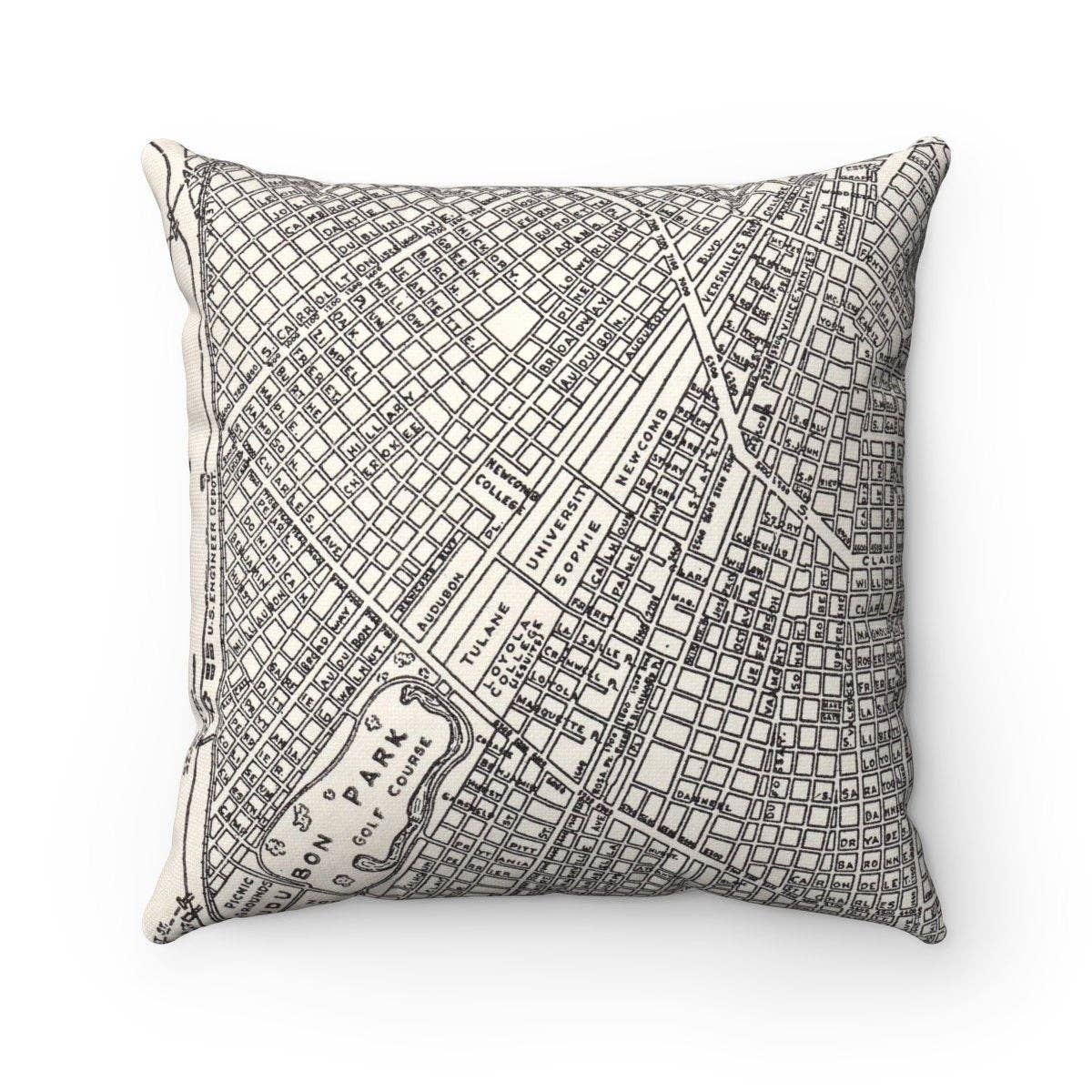 Tulane University Louisiana vintage map throw pillow