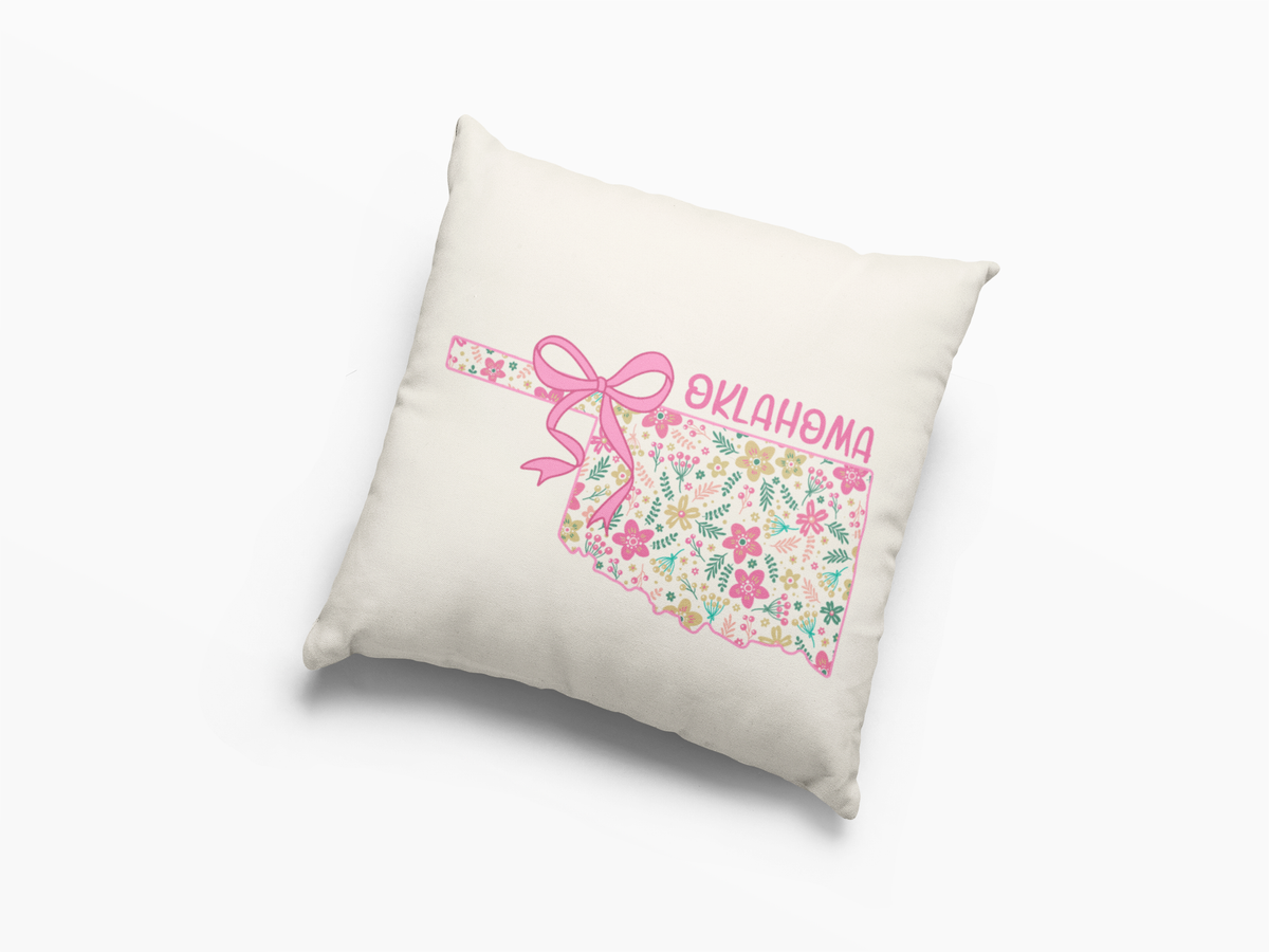 Oklahoma coquette floral bow throw pillow