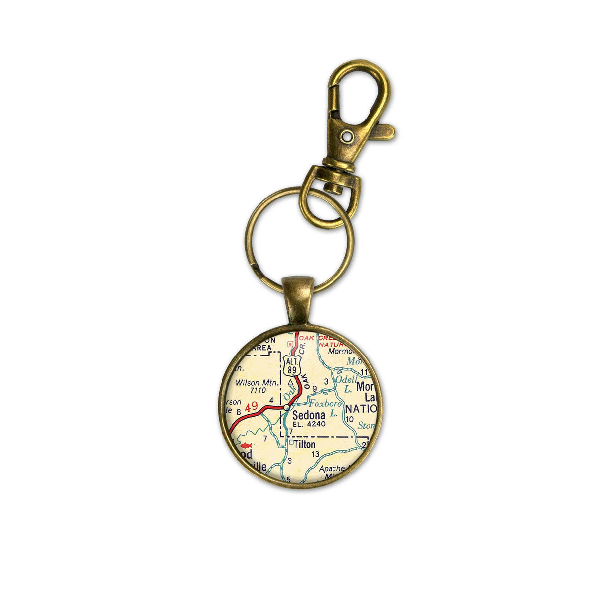 Sedona Arizona vintage map keychain
