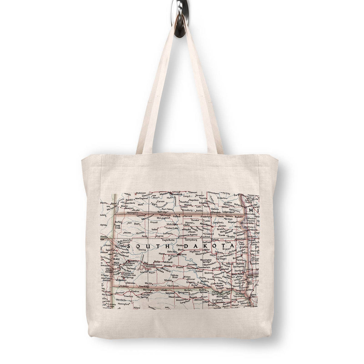 South Dakota Vintage Map Canvas Tote Bag