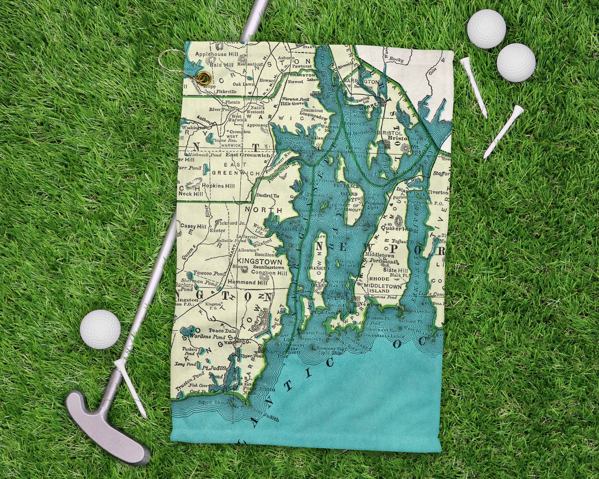 Narragansett Bay Rhode Island vintage map golf towel