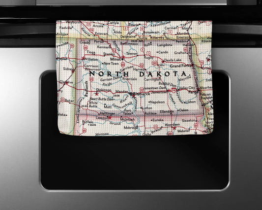 North Dakota map tea towel