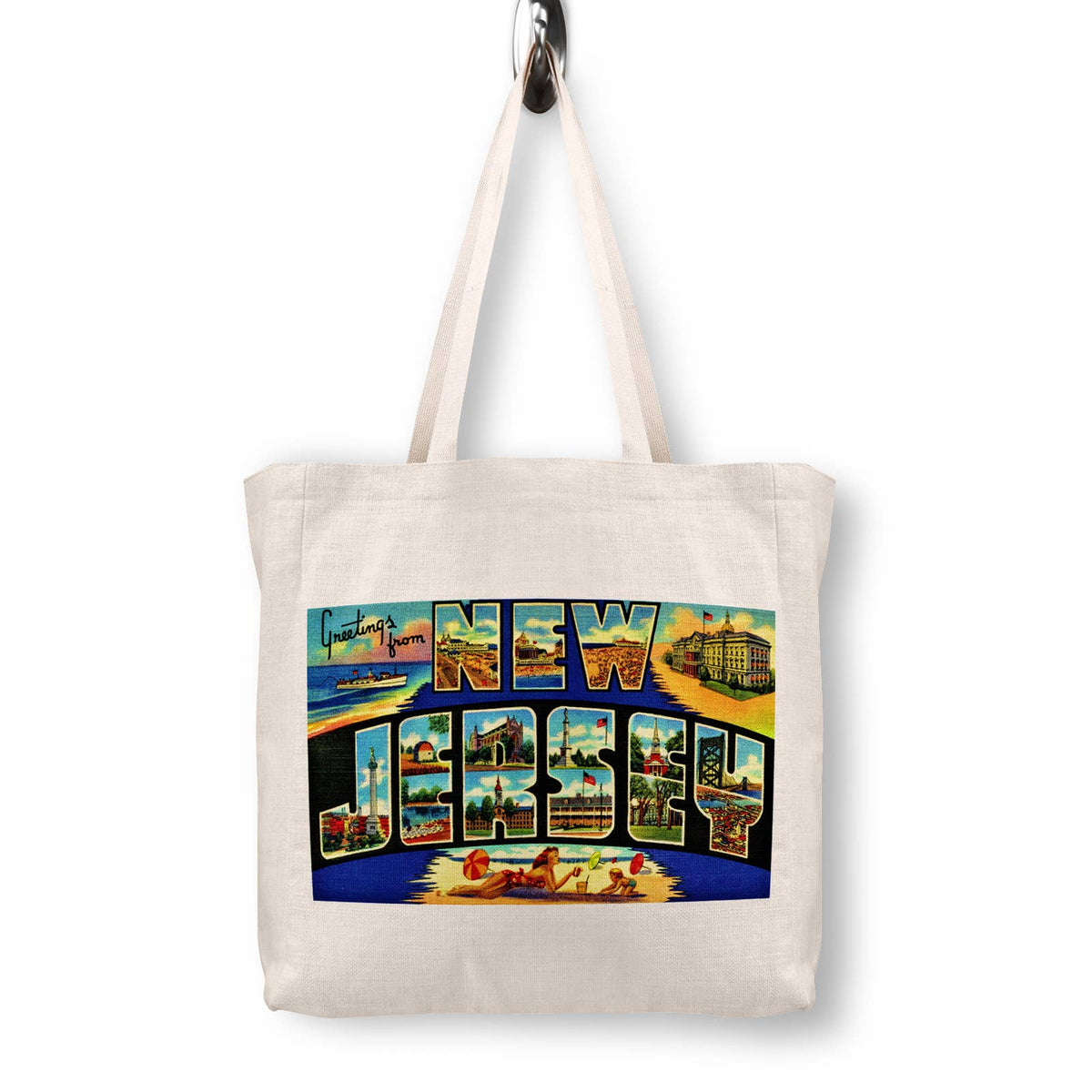 New Jersey Vintage Postcard Canvas Tote Bag