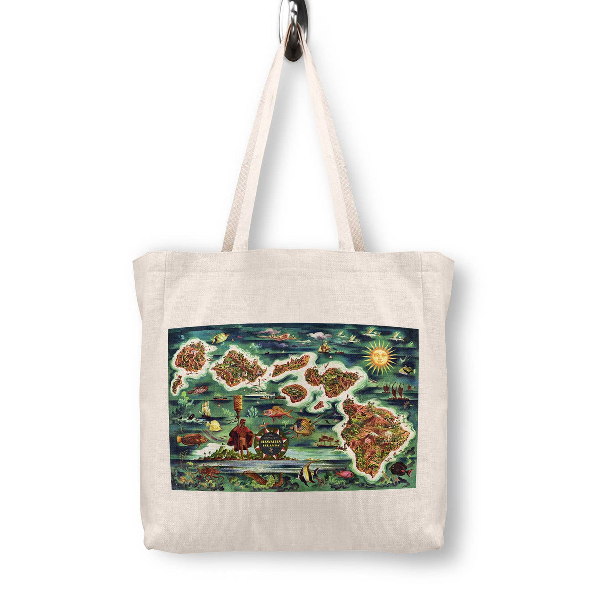 Hawaii Hawaiian Islands Vintage Map Canvas Tote Bag