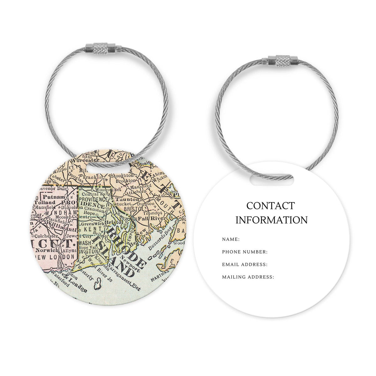 Rhode Island Map Luggage Tag