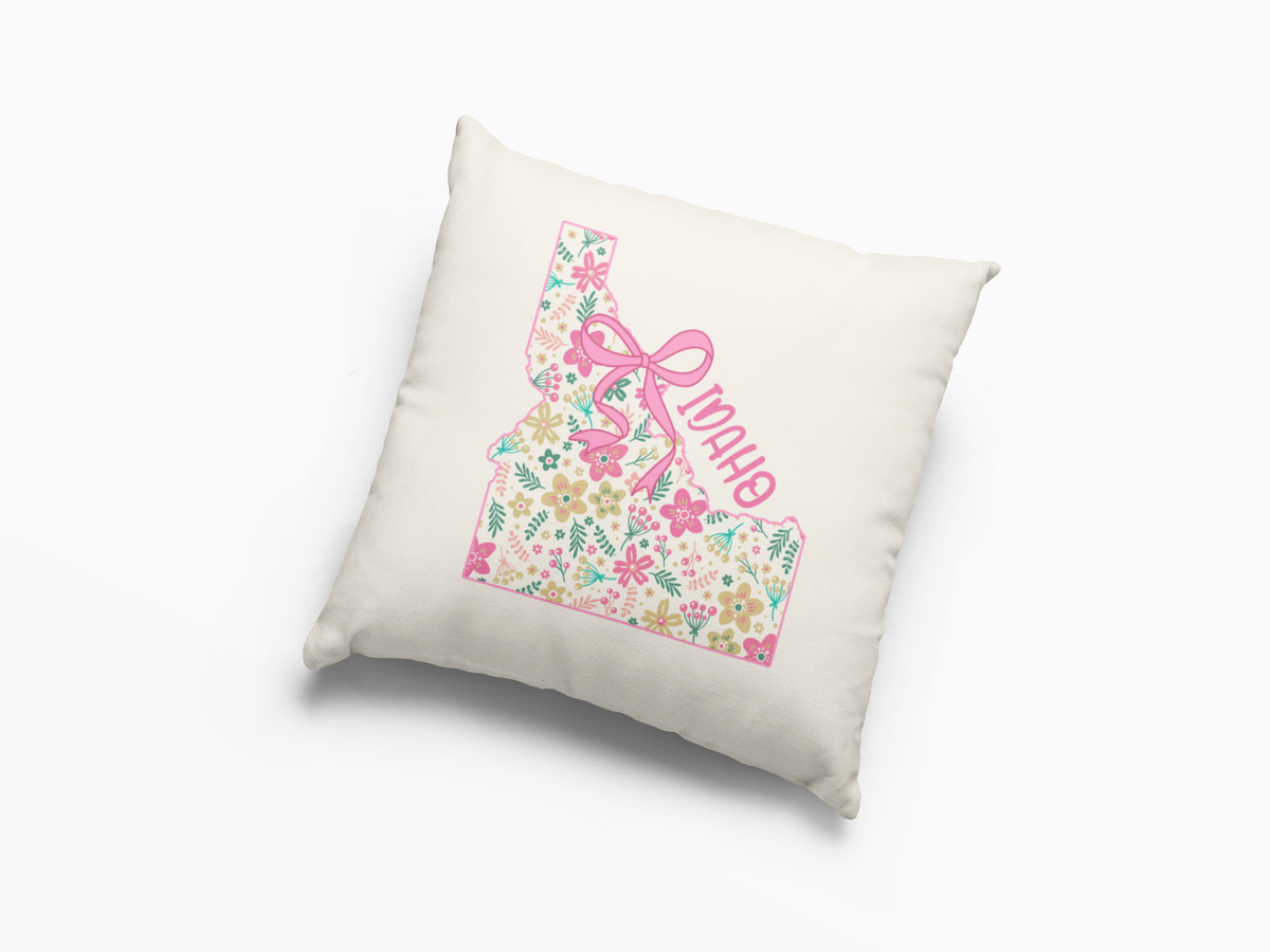 Idaho coquette floral bow throw pillow