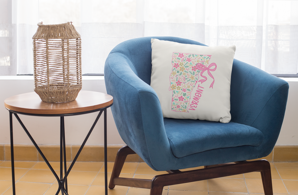 Vermont coquette floral bow throw pillow