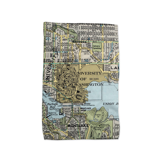 University of Washington Seattle map tea towel