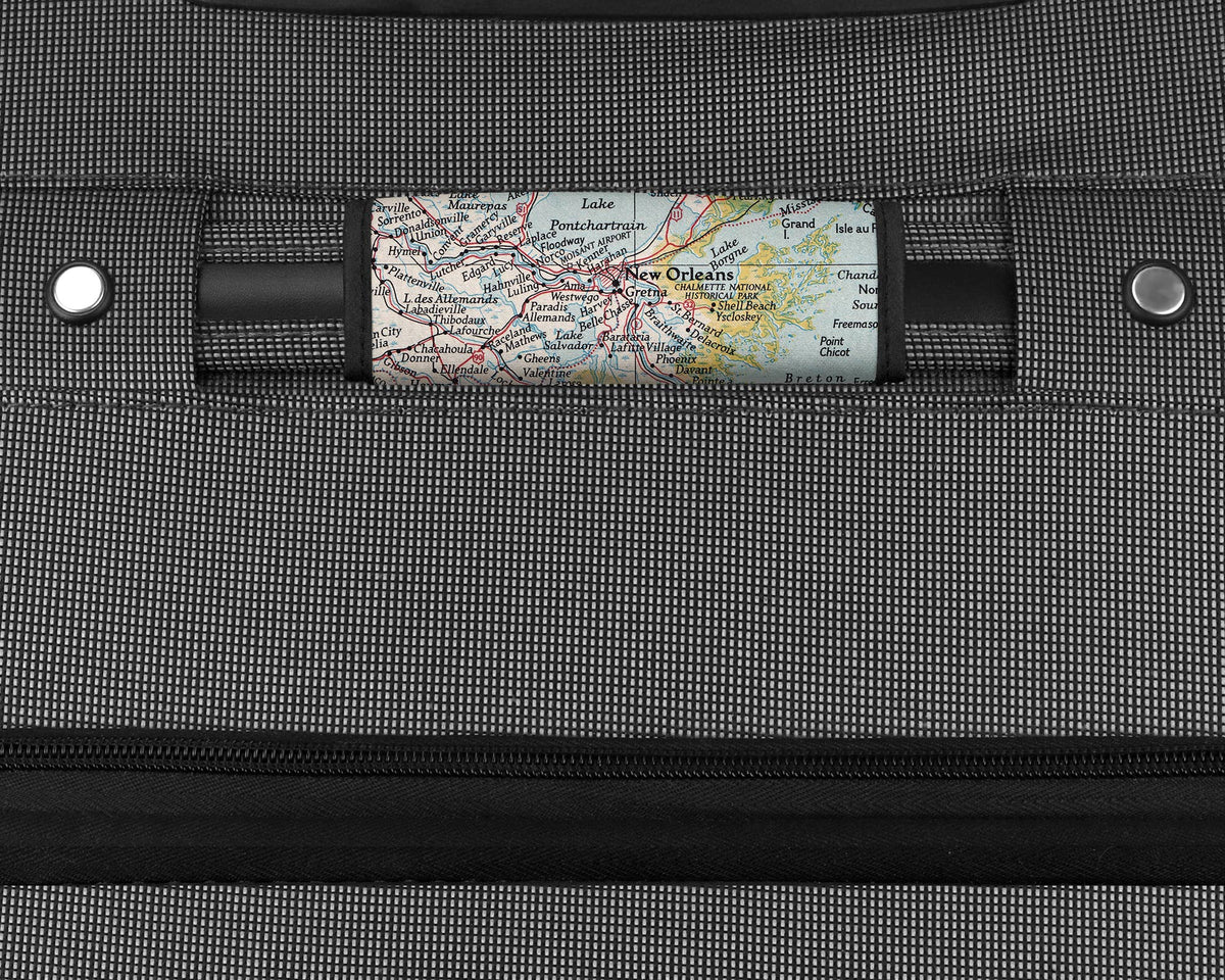 New Orleans Louisiana Map Luggage Tag and Handle Wrap view 3