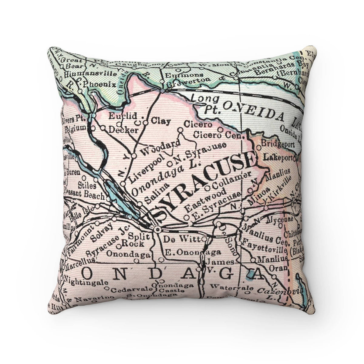 Syracuse New York vintage map throw pillow