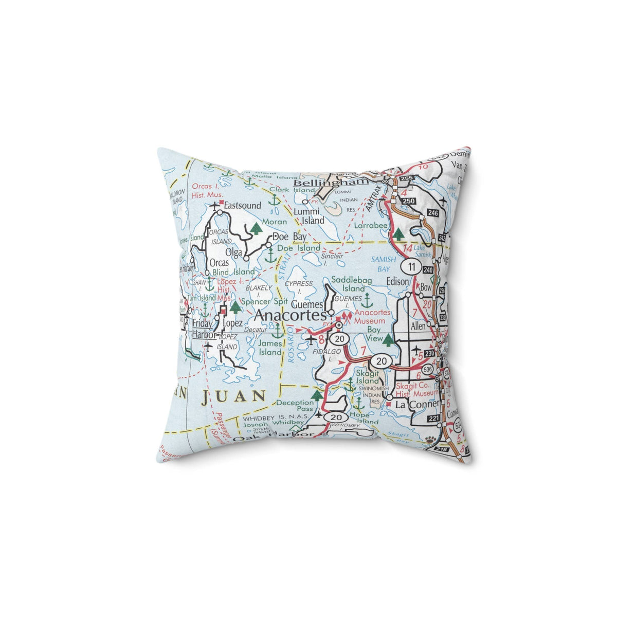 Anacortes Washington vintage map throw pillow