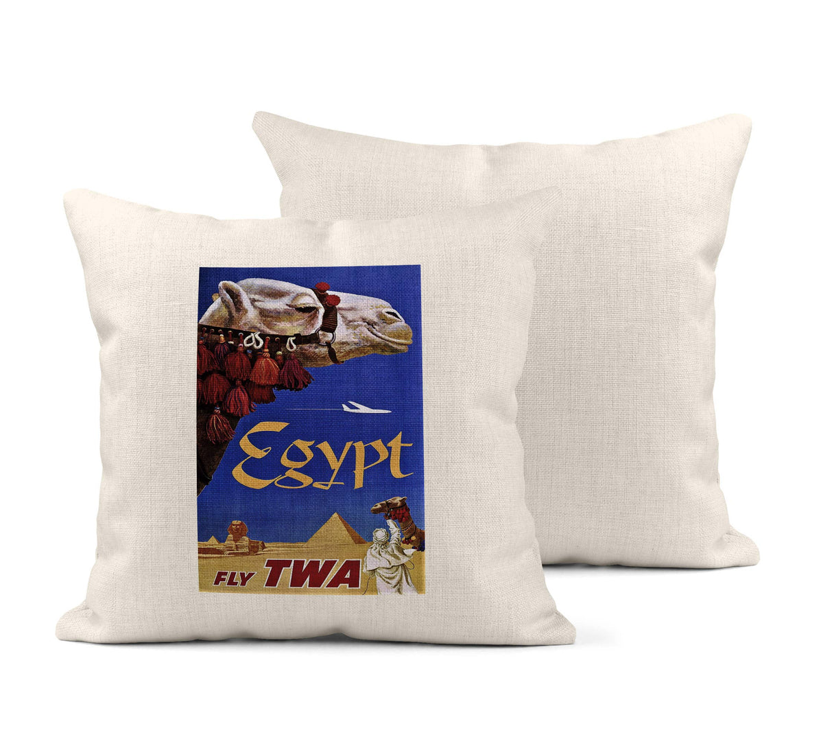 Egypt vintage travel poster throw pillow