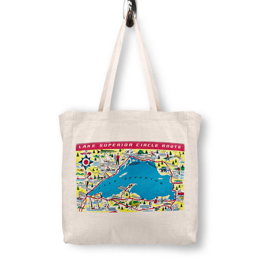 Lake Superior Vintage Postcard Canvas Tote Bag