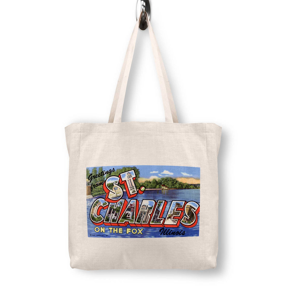 St Charles Illinois Vintage Postcard Canvas Tote Bag