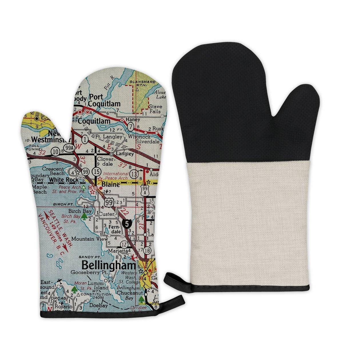 Blaine Washington vintage map oven mitt