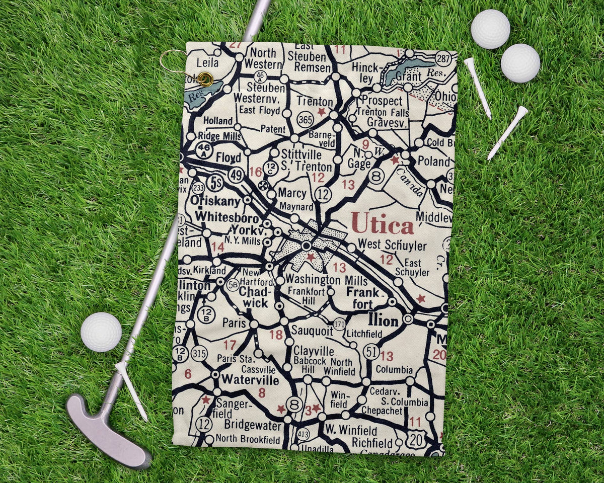 Utica New York vintage map golf towel