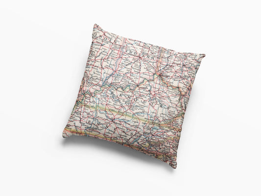 Kentucky Map Pillow | Vintage Kentucky Map Throw Pillow