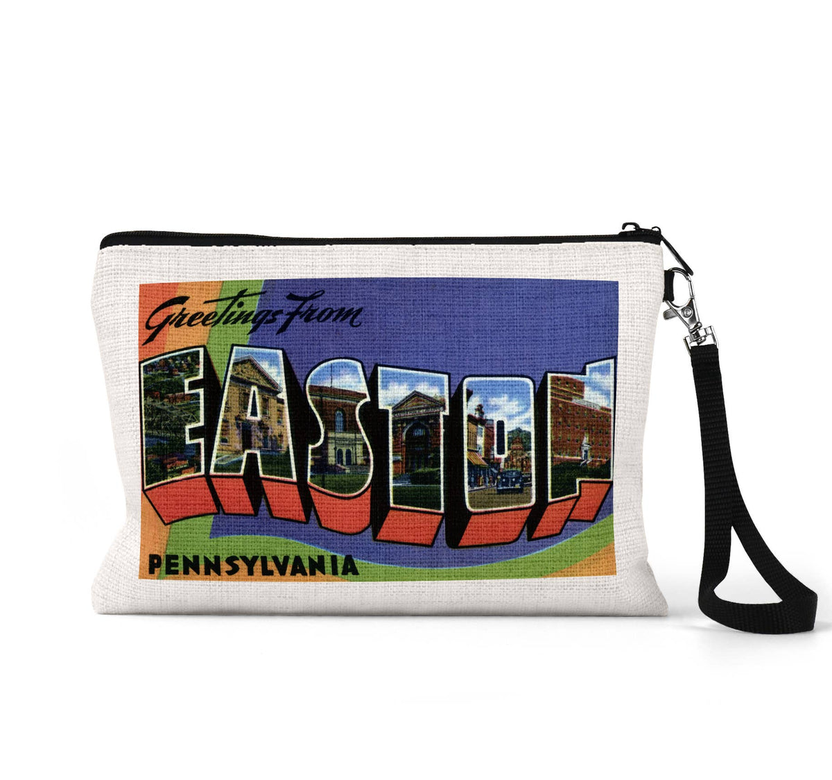 Easton Pennsylvania vintage postcard wristlet travel pouch