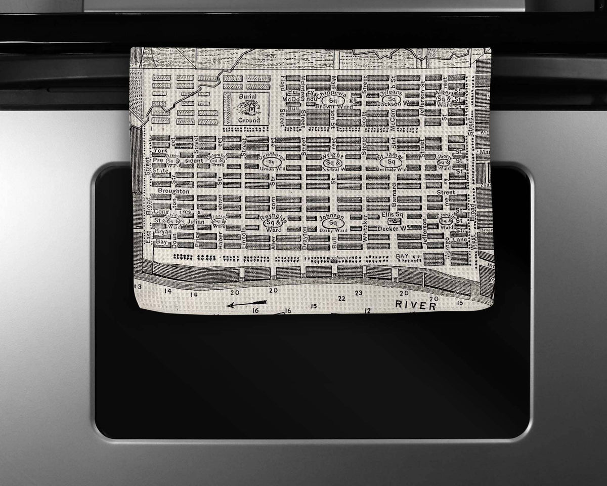 Savannah Georgia Historic Squares map tea towel