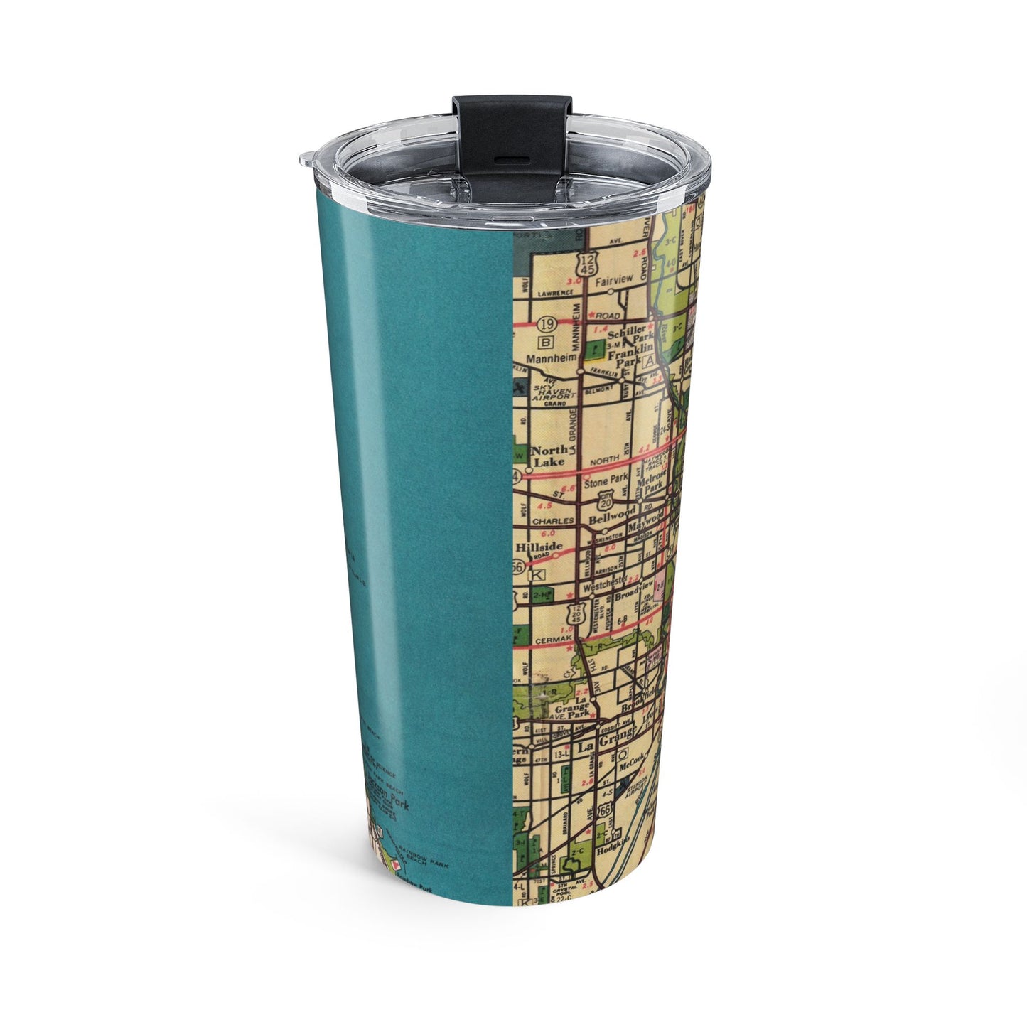 Chicago Illinois Vintage Map 20oz Insulated Tumbler