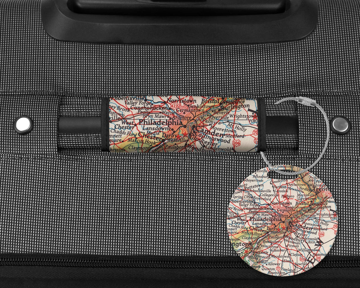 Philadelphia Pennsylvania Map Luggage Tag and Handle Wrap