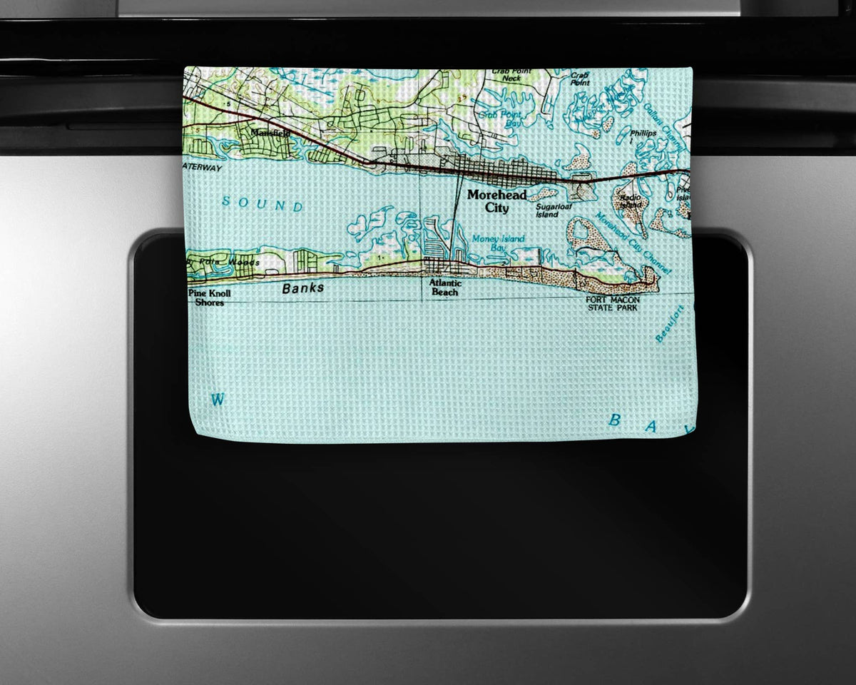 Atlantic Beach North Carolina map tea towel