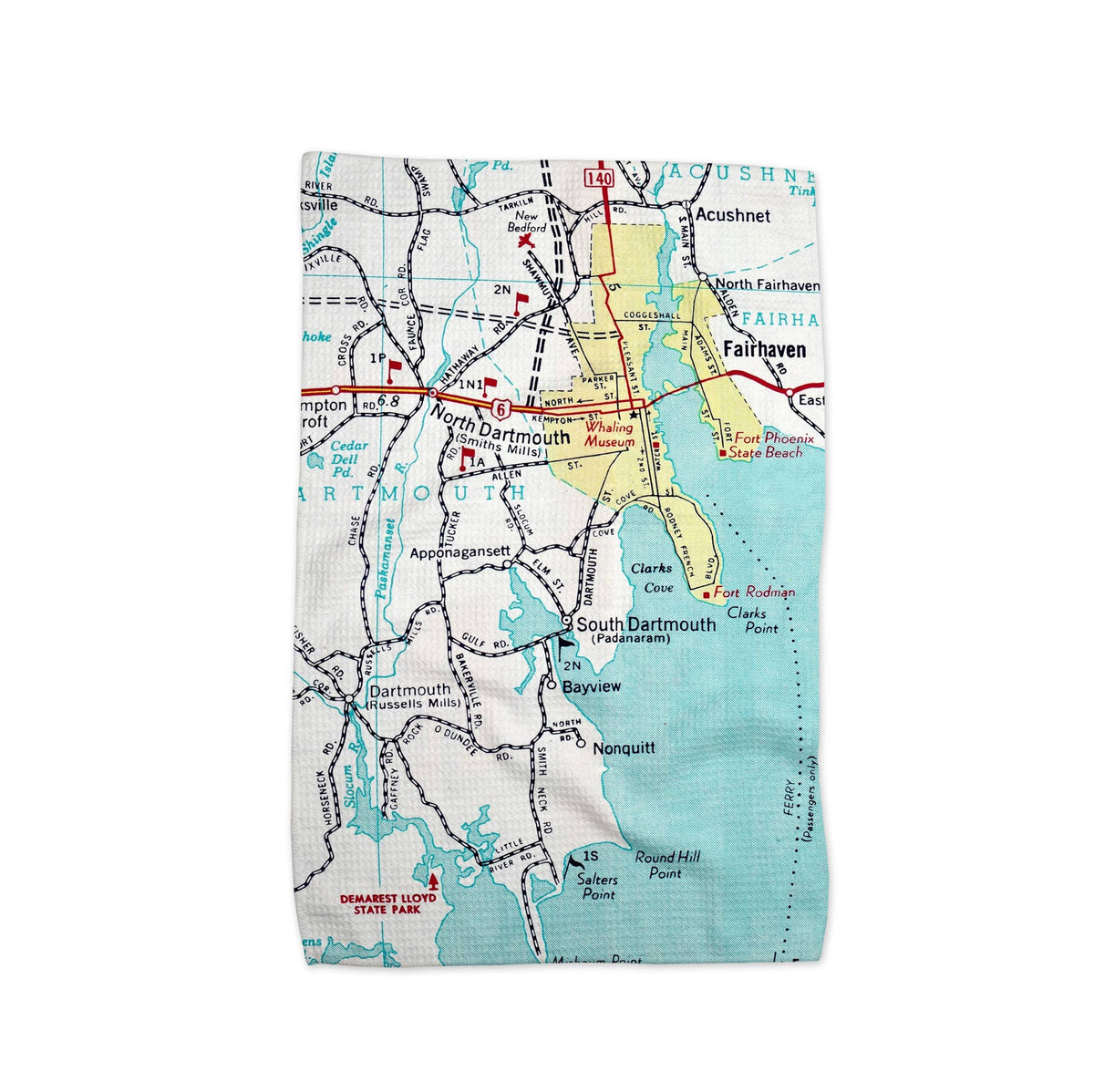 South Dartmouth Massachusetts map tea towel