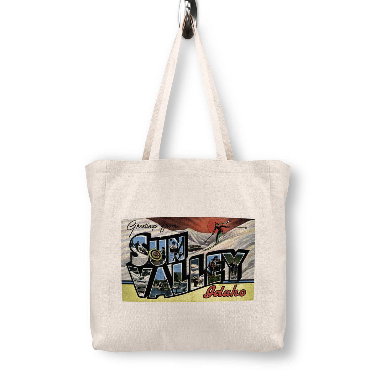 Sun Valley Idaho Vintage Postcard Canvas Tote Bag